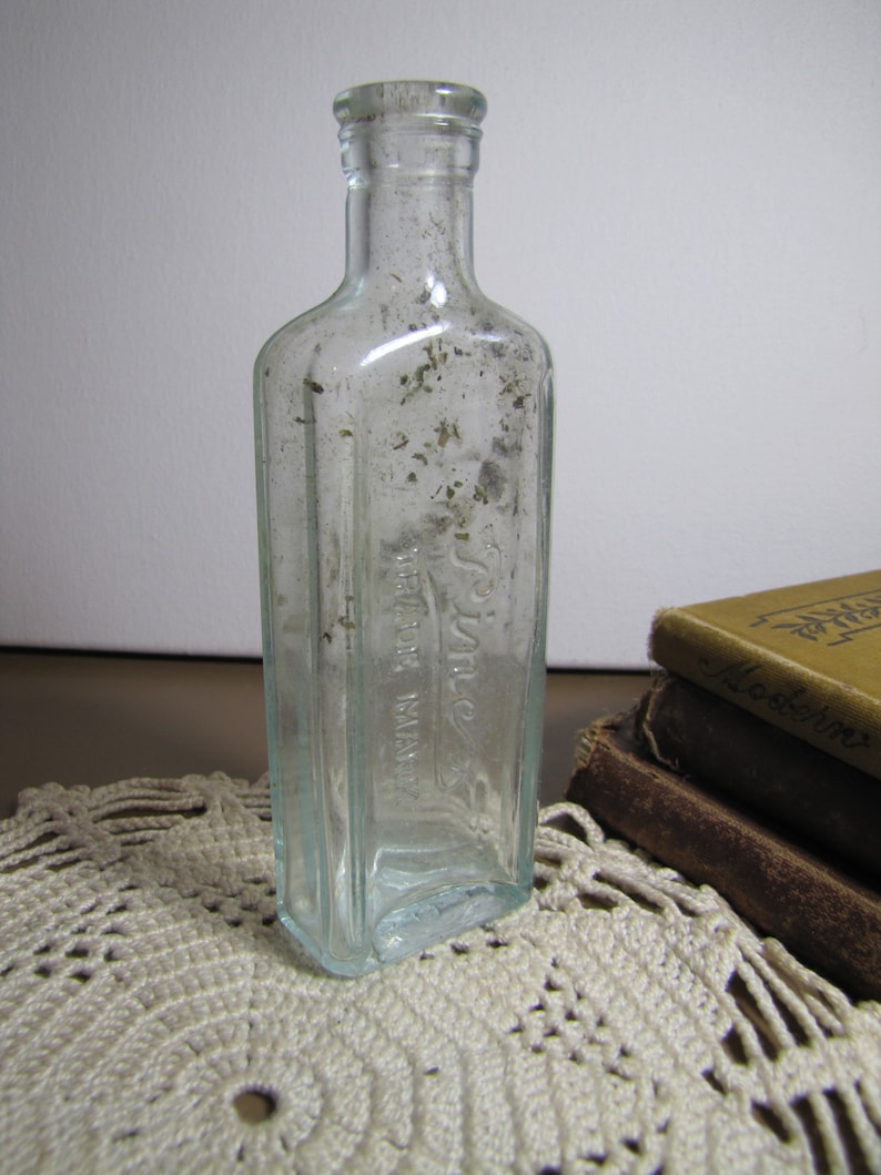 Vintage Pinex Cough Syrup Bottle Very Pale Green Glass Etsy