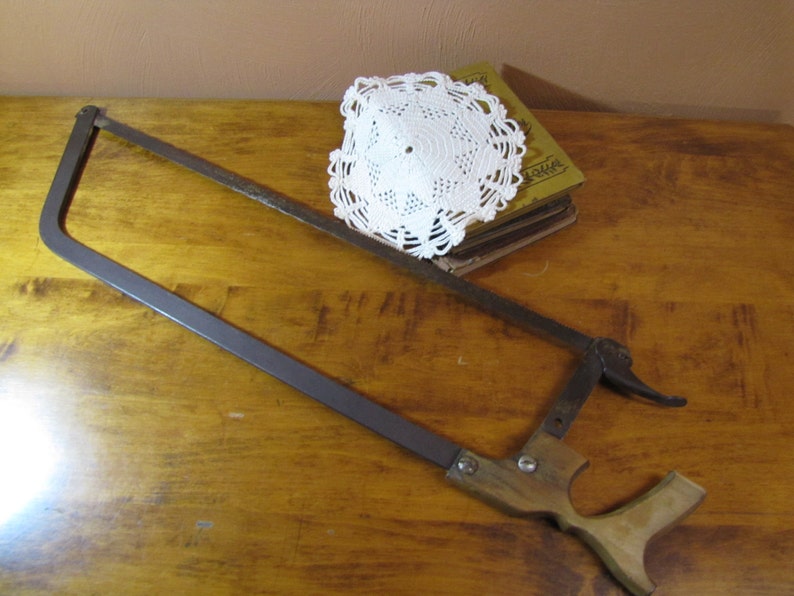 Vintage Wooden Handle Meat Saw Etsy