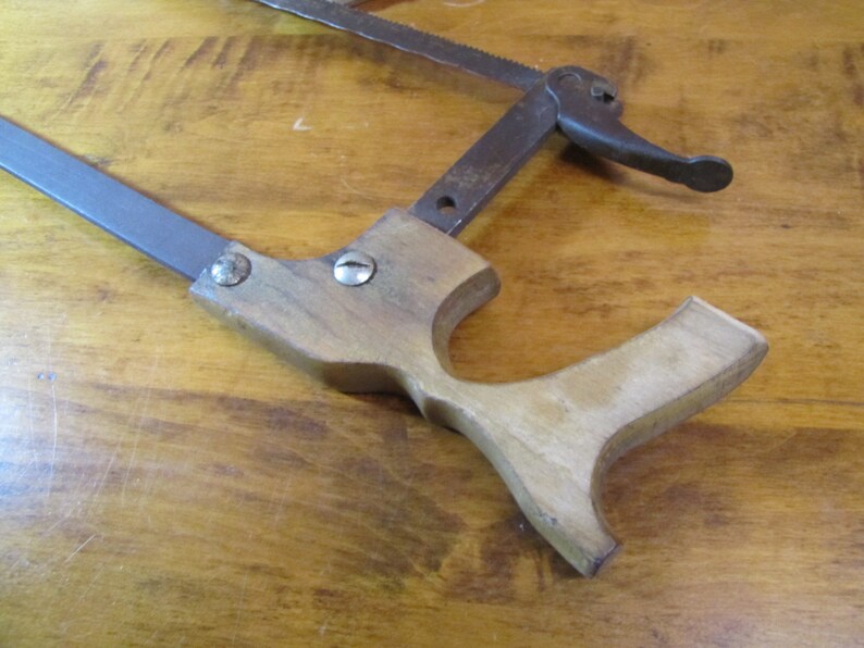 Vintage Wooden Handle Meat Saw Etsy