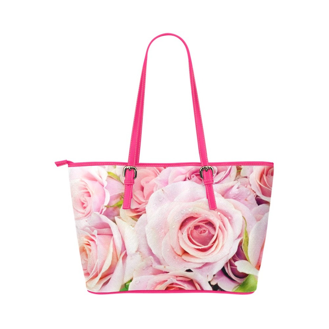 Pink Rose Inspired Fashionable PU Leather Tote Flower Handbag Etsy