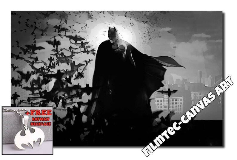 New +FREE Batman Necklace Batman Dark Knight Inspired Canvas Picture LIMITED OFFER! size A1