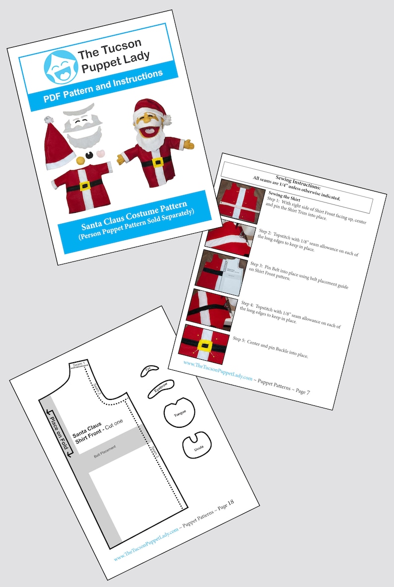 Santa Claus Costume Pattern for Person Puppet Etsy