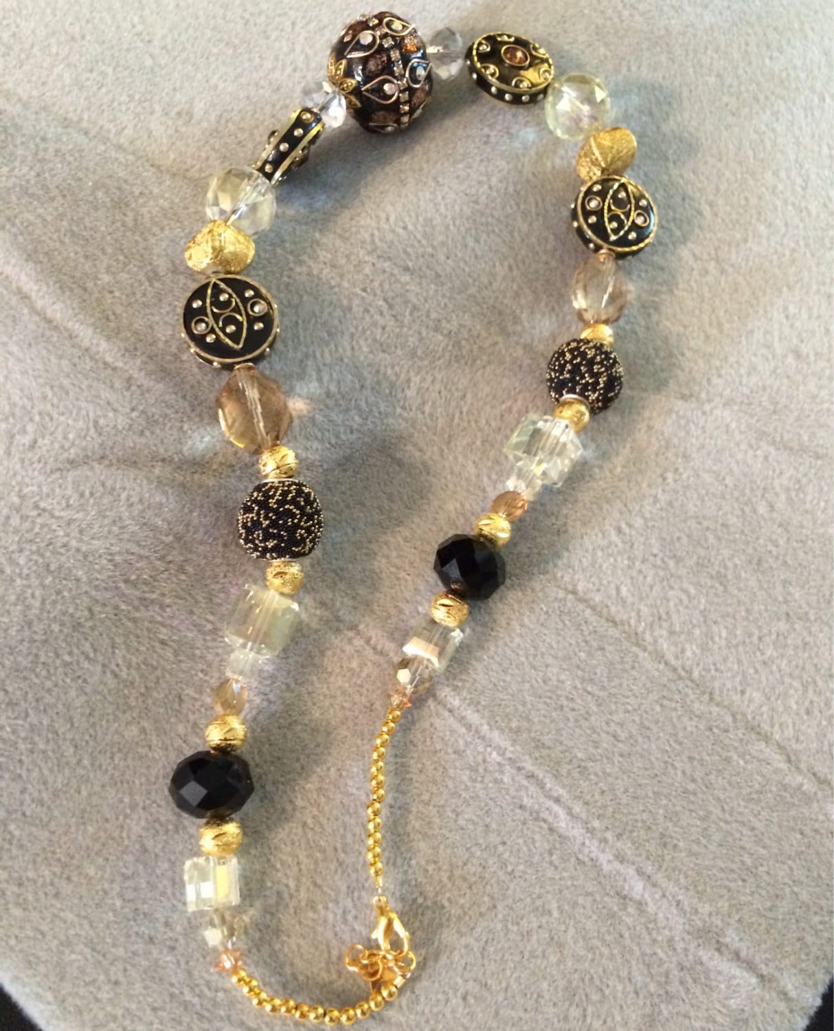 Chocolate Brown & Gold Statement Necklace and Earrings Set Etsy