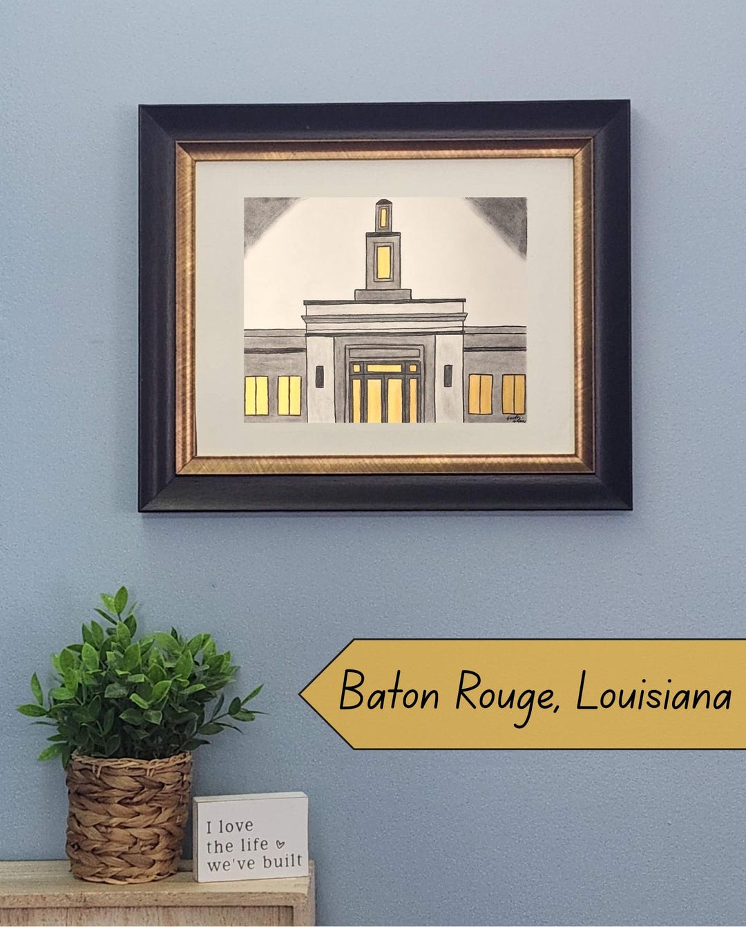 Baton Rouge, Louisiana - LDS Temple Drawing - Hand Drawn 8x10 Charcoal ...