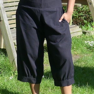 Baumwoll Flachs Capri Hose: Lose Yoga Hose mit Taschen
