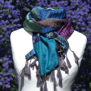 Omkeerbare zijden sjaal patchwork