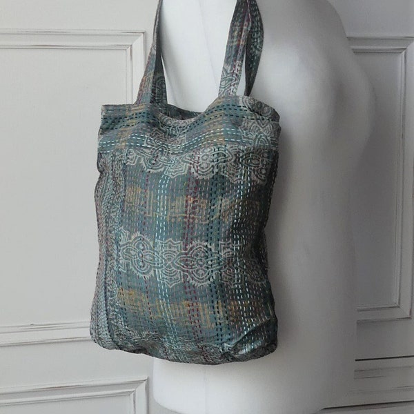 Unique kantha silk shoulder/book bag