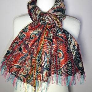 Kantha stitch reversible silk scarfwrap