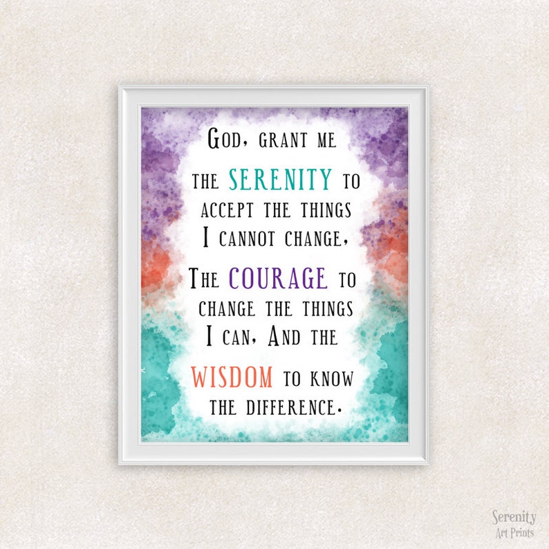 serenity prayer art print 8x10 inspirational quote wall art etsy