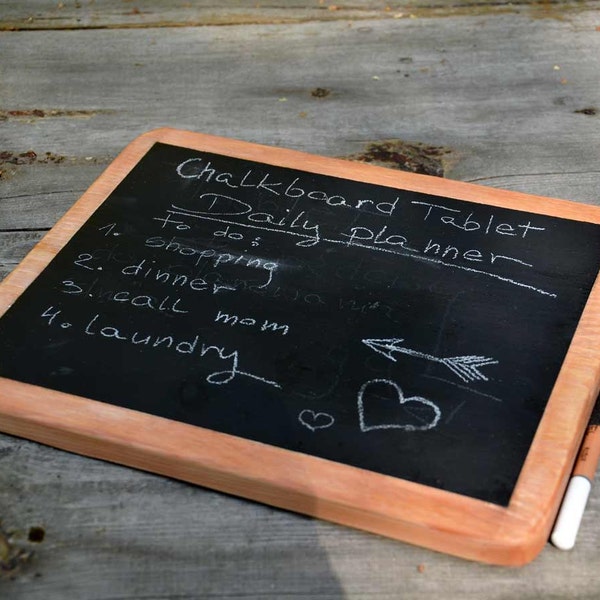 chalk board tablet wooden wood chalkboard art eco friendly natural minimalist reclaimed wood daily planner gift for home men blackboard 250