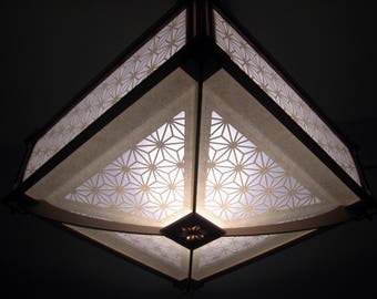 Japanese lampshade, dark frame, star pattern