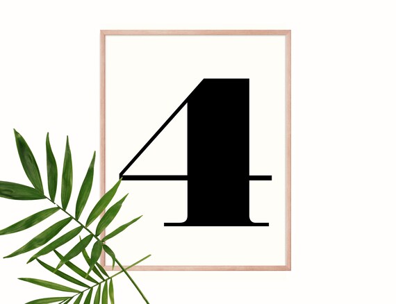 Bedroom Wall Decor Number One Typography Print Black and White. Numbers Poster Swiss Numbers Scandinavian Typography