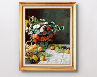 Claude Monet - Nature morte aux fleurs et aux fruits - Fine Art Glicée - 1869 - SKU 0078