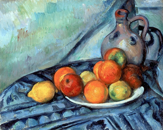 ジョルジュブラック【Pichet et Pommes sur la Table】 Paul Cezanne - Fruit and a Jug on a Table - 1894 - Fine Art Glicée