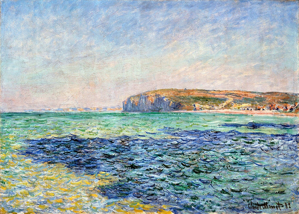 クロード・モネ、「ル・カルヴェヘの道、プールヴィル」、希少な画集より プールヴィルの断崖の上の散歩 - クロード・モネ | FeelTheArt