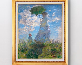 クロード・モネ「日傘をさす女性」右向き、1886年、印象派、高品質