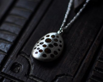 Sterling Silver Enamel Necklace: Japanese Snow Crystal Pendant