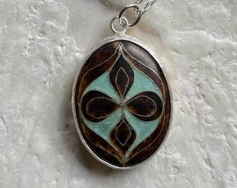 Cloisonne Enamel Sterling Silver Necklace: Japanese Edo-komon Design