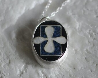 Cloisonne Enamel Necklace: Sterling Silver Clover Pendant, Japanese Design