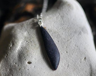 Mini Sasa Bamboo Necklace, Traditional Japanese Shippo Enamel Blue Goldstone Hue, Handmade Unisex Necklace