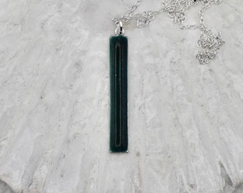 Sterling silver jewellery, Shippo enamel necklace, Dark green necklace, Japanese craft