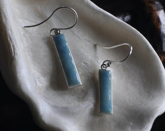 Sterling silver jewellery, Shippo enamel earrings, Baby blue, Japanese craft