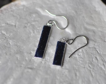 Sterling silver jewellery, Shippo enamel earrings, Blue earrings, Japanese craft