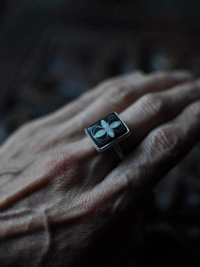 Cloisonné Enamel Ring Japanese Design Statement Ring Etsy