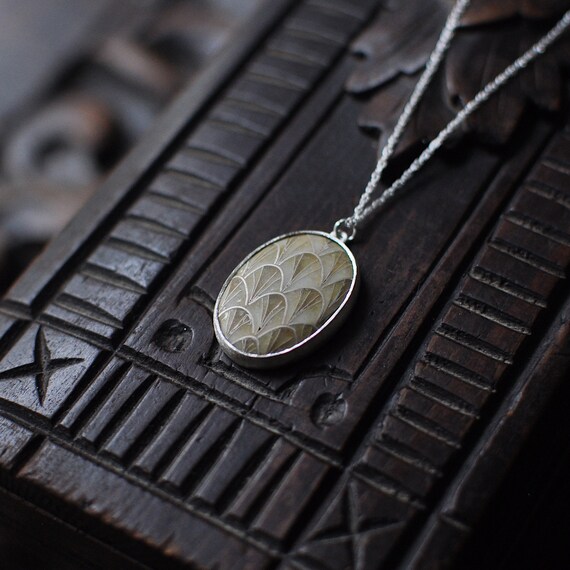 japanese motif japan floral art seigahia multicolor flowers Cabochon pendant necklace