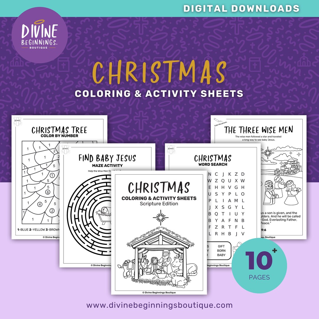 Christmas Coloring & Activity Sheets 10 Fun-filled Pages downloadable ...