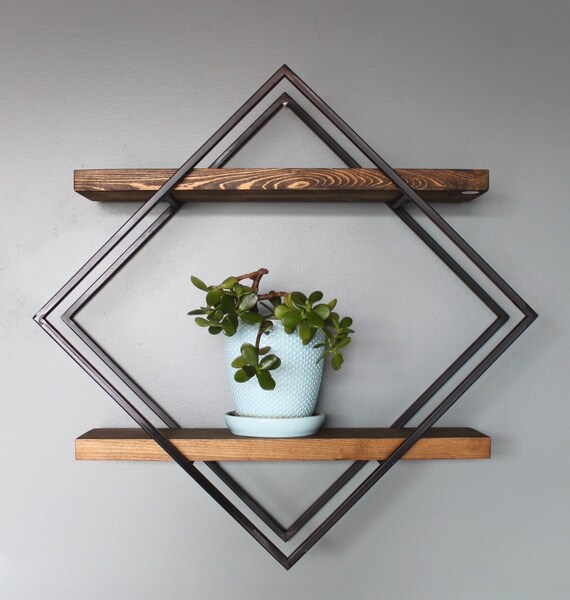 Modern Diamond Shelf Wall Shelf Modern Shelving Geometric Etsy