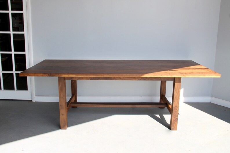 Walnut Dining Table Modern Solid Wood Harvest Table Etsy