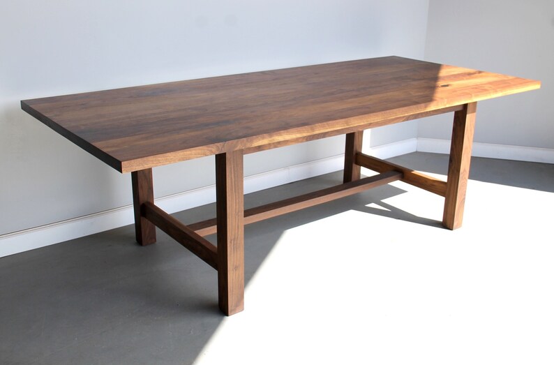 Walnut Dining Table Modern Solid Wood Harvest Table Etsy