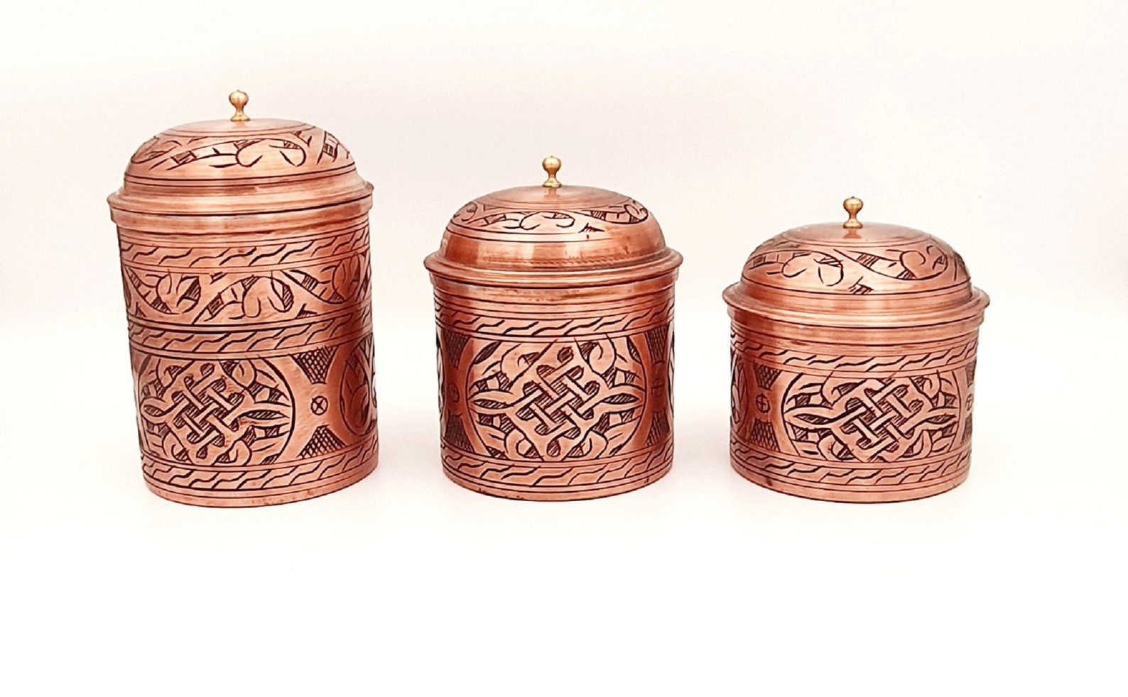 Handmade Copper Spice Set of Three Copper Spice Jars Antique | Etsy