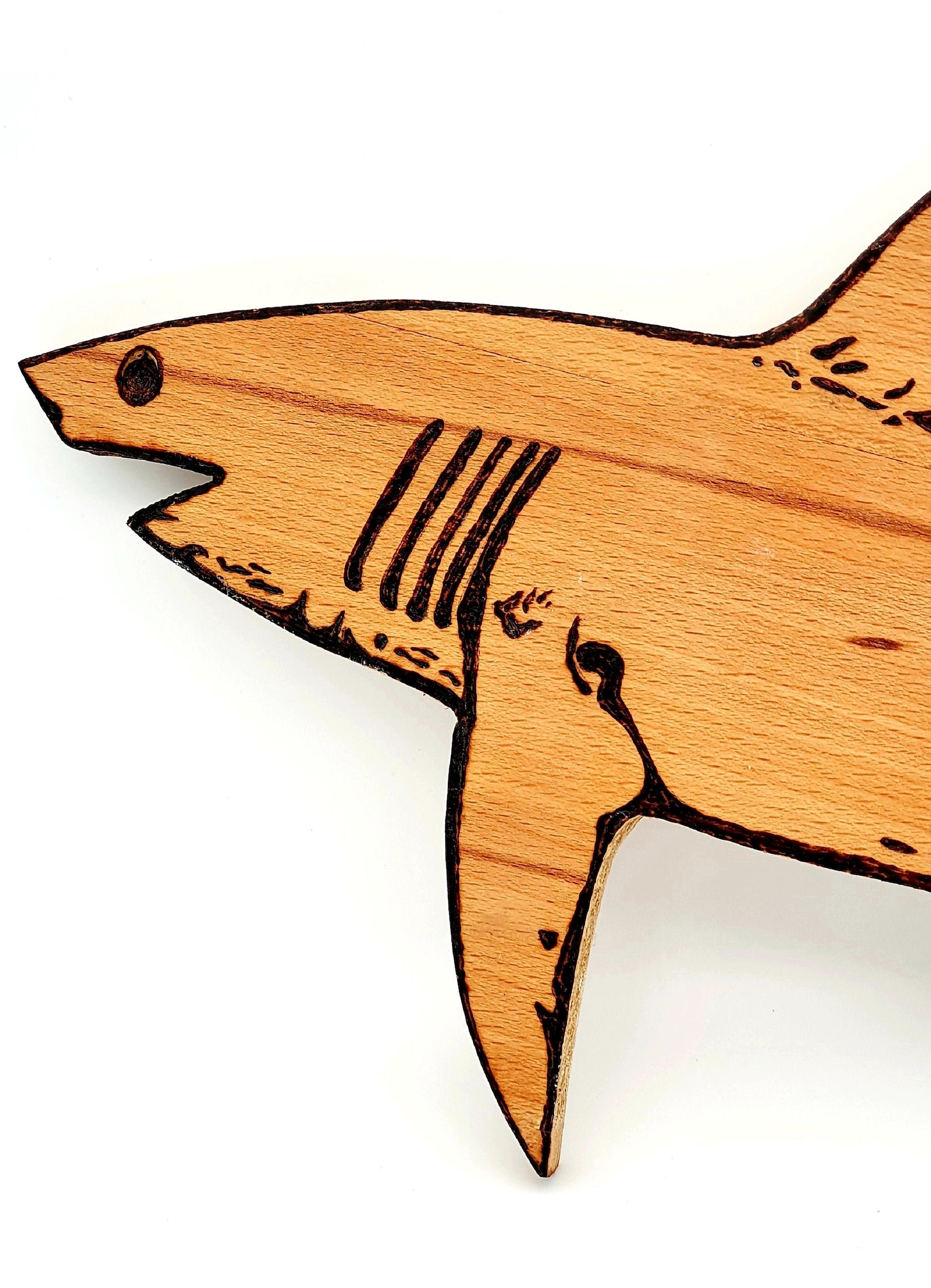 Hand Carved Fish Wall Decor Wood Burning Shark Wall Etsy