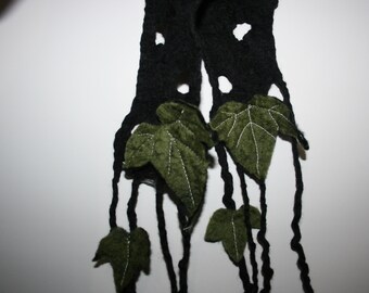 Costume. Festival clothes.OOAK Wearable Art Pixie Fairy Soft Brown Merino wool Felted Ivy Leaf Toadstool Woodland Nymph leaf Necklace