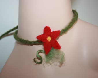 Costume. Festival clothes.OOAK Wearable Art Pixie Fairy Soft Brown Merino wool Felted Ivy Leaf Toadstool Woodland Nymph leaf Necklace
