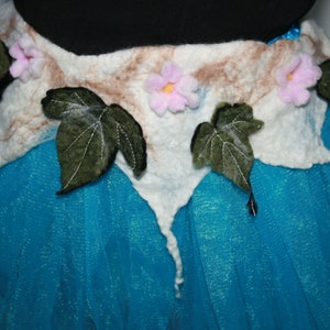 Beautiful Woodland Fairytale Flower Pixie Fairy Felt Belt/Skirt/Scarflette OOAK Wearable Art. Ready to send.  Purple, pink white flowers.