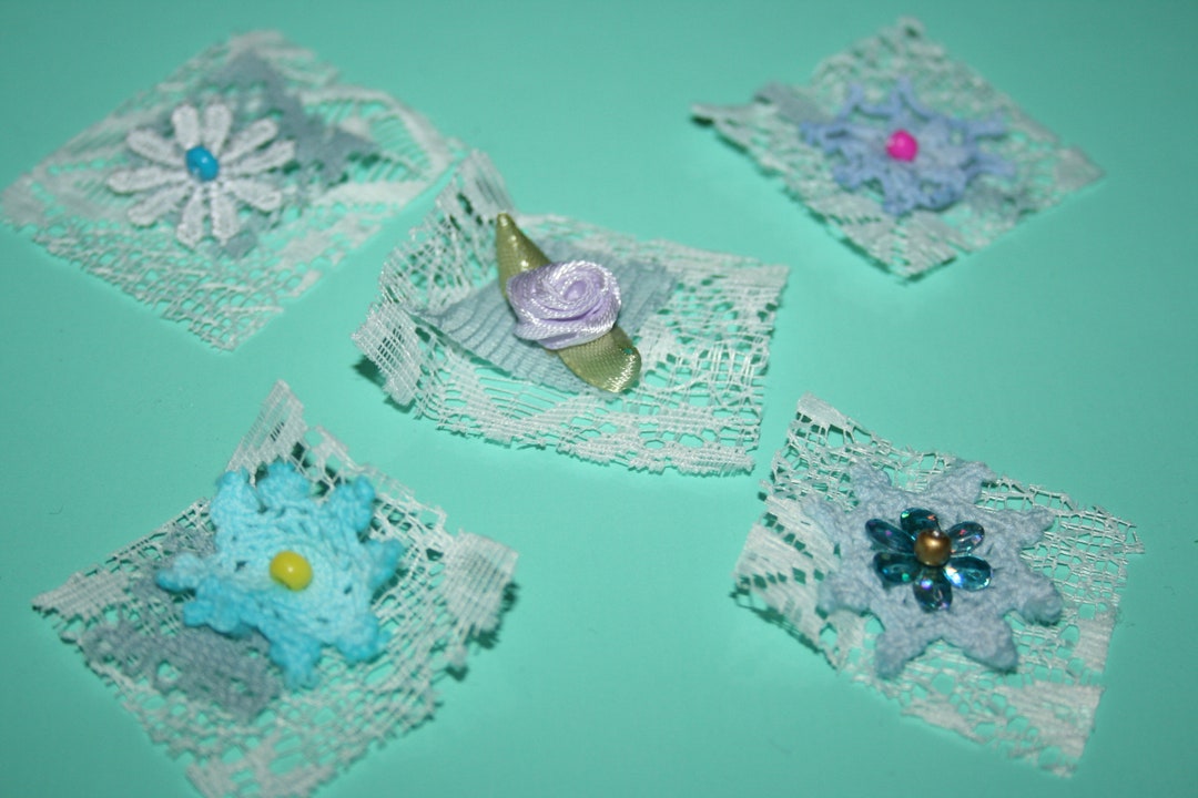 Fabric and Lace Clusters. Fabric Embellishments Sewing Craft Bundle