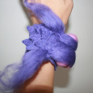 Dragons, Warriors And Princesses Felted Dragon Bracelet.Pixie Fairy.Festival clothes.OOAK Wearable Art.Purple And Pink My new Dragon Series. image 3