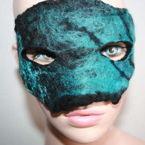 Felted Butterfly Masquerade Mask. Butterfly Forest. Unique OOAK. Wet felted face mask. Felted. Soft Merino wool. Black and blue. image 1