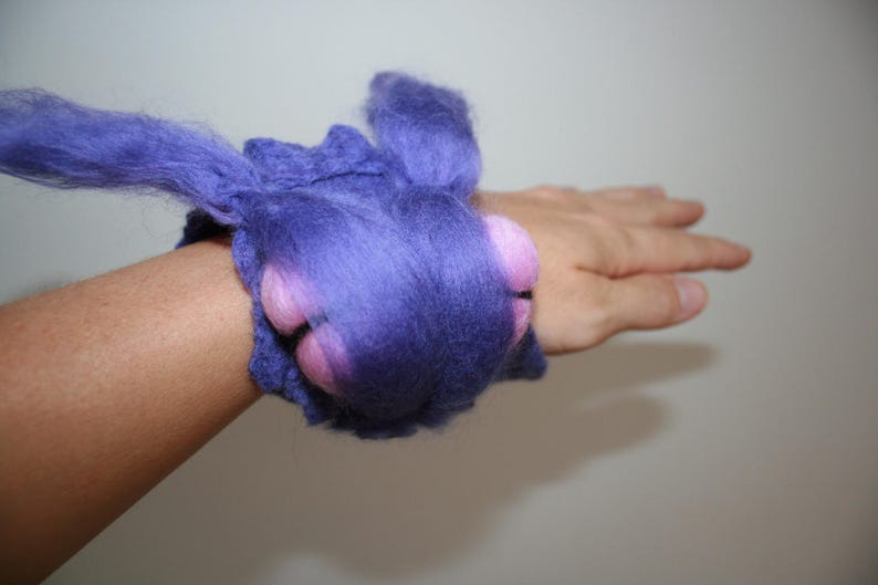 Dragons, Warriors And Princesses Felted Dragon Bracelet.Pixie Fairy.Festival clothes.OOAK Wearable Art.Purple And Pink My new Dragon Series. image 2