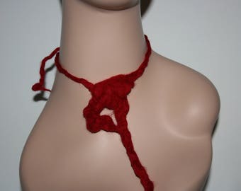 Felted Vampire Halloween Flesh Necklace. Blood Neck Warmer.  Merino Wool. OOAK.  Hand made. Cowl. Neck Cuff. Wet Felted Scarf/Shawl/Necklace