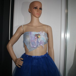 Beautiful Mermaid top. Light Fairy top with silk flower and lace detail. Altered couture. OOAK. Gorgeous pastel colours. Size adjustable. image 4