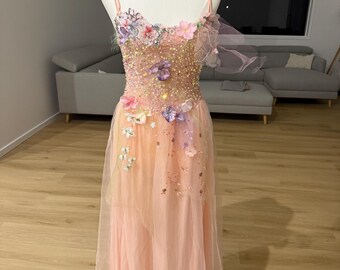 Beautiful Art to wear Forest Nymph Ethereal dress! Made with love, an otherworldly imagination. Cascading lace, beads, butterflies. Size M