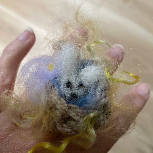 Enchanting Forest Fairy tale Easter Chick Nest ring. Felted Soft Merino wool. Crochet Hand spun art yarn. OOAK. Hand Made In Australia.