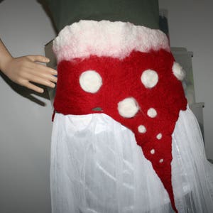 Felted Toadstool Belt With Felted bow at the back!Woodland Pixie Fairy Felt Belt/Skirt/Scarflette OOAK Wearable Art.Ready to send.Halloween.