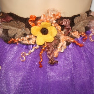 Beautiful Woodland Fairytale Flower Pixie Fairy Felt Belt/Skirt/Scarflette OOAK Wearable Art. Ready to send.  Yellow flower.