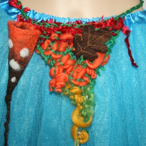 Festive Woodland Knitted Pixie Fairy Felt Belt/Skirt/Scarflette OOAK Felted Toadstool pouch bag. Made from my hand spun yarn.
