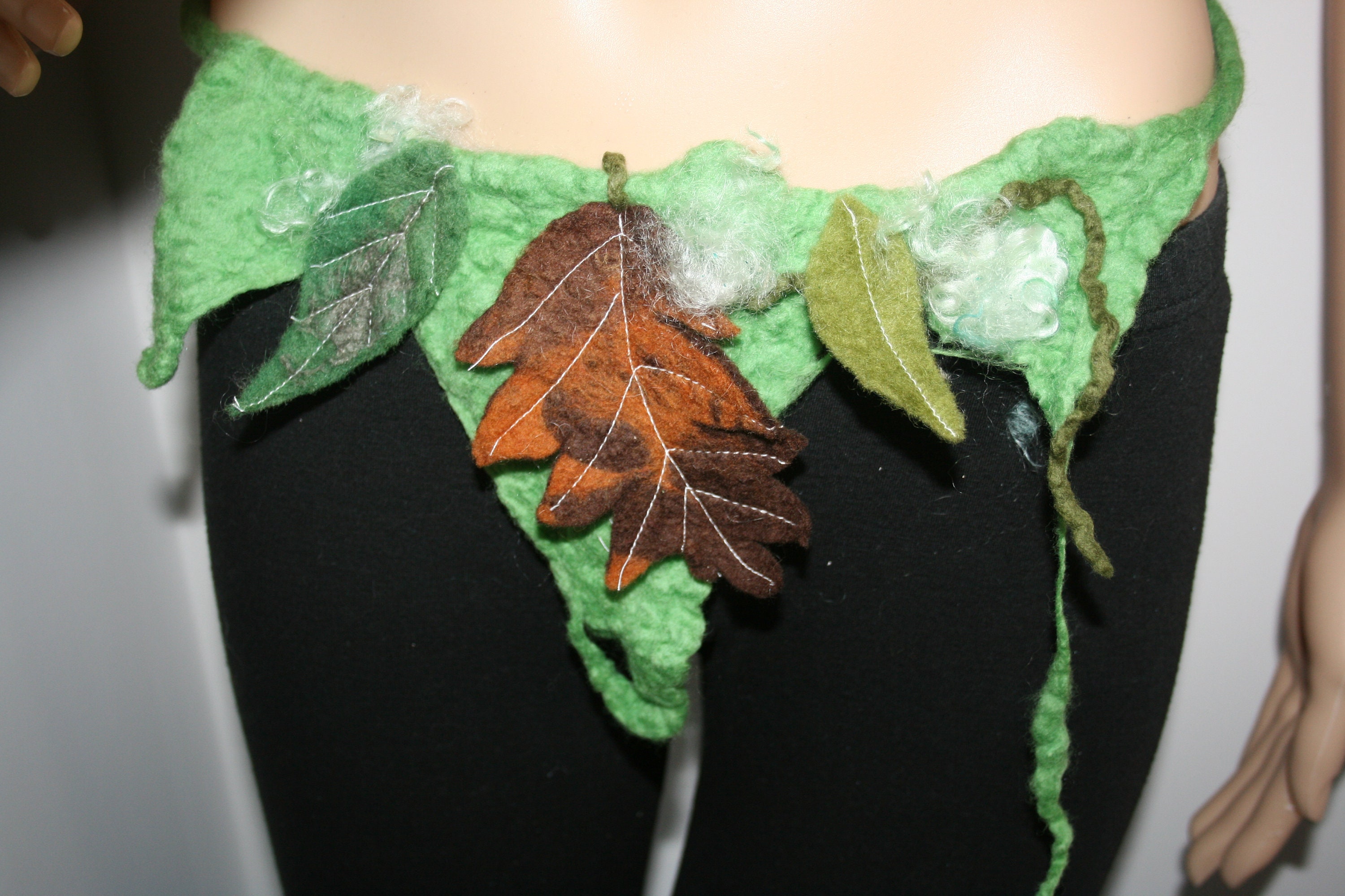 Vtg 2012 CUSTOM OOAK Forest Pixie Belt Bag. Never used Felt Pixie Costume-tree Roots Costume-woodland Nymph of the  main image 3